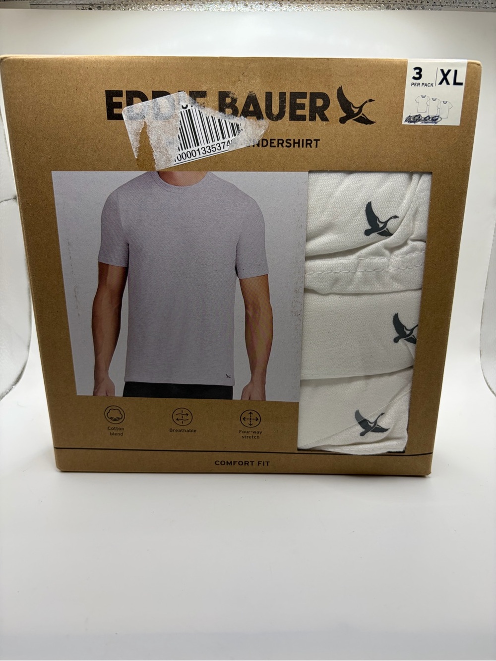 Eddie Bauer Men’s White Crew Neck Undershirts - 3 Pack